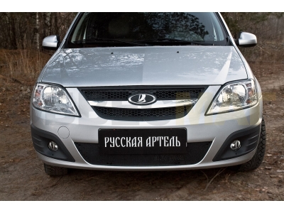 Защитная сетка и заглушка решетки переднего бампера Русская артель для Lada Largus 2012-2021
