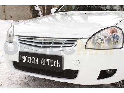 Защитная сетка решетки переднего бампера Русская артель для Lada Priora 2014-2018