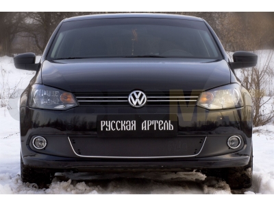 Защитная сетка решетки переднего бампера (Highline) для Volkswagen Polo 5 № SRV-134402