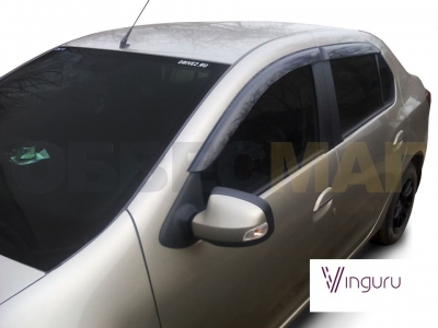 Дефлекторы окон Vinguru 4 штуки на седан для Renault Logan 2014-2021