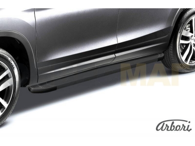 Пороги алюминиевые Arbori Optima Black чёрные Chevrolet Captiva № AFZDAALCHCAP1301