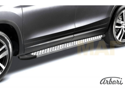 Пороги алюминиевые Arbori Standart Silver серебристые Chevrolet Niva № AFZDAALCHNB05