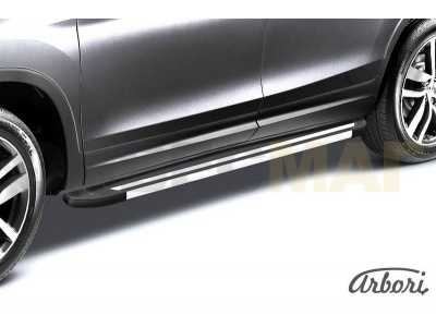 Пороги алюминиевые Arbori Luxe Black чёрные Geely Emgrand X7 № AFZDAALGEX703
