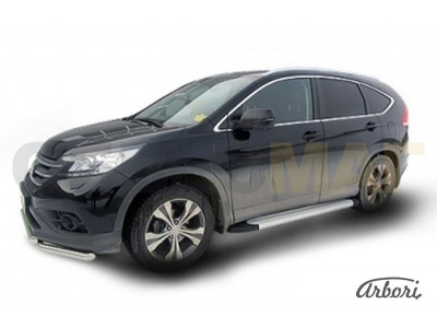 Пороги алюминиевые Arbori Optima Silver серебристые Honda CR-V № AFZDAALHCRV1302