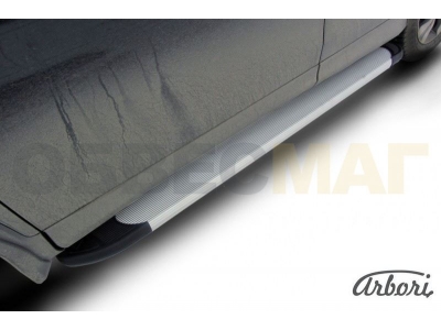 Пороги алюминиевые Arbori Optima Silver серебристые для Honda CR-V 2012-2021