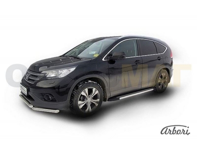 Пороги алюминиевые Arbori Luxe Black черные Honda CR-V № AFZDAALHCRV1303