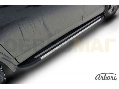 Пороги алюминиевые Arbori Luxe Black черные для Honda CR-V 2012-2021