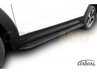 Пороги алюминиевые Arbori Optima Black чёрные Hyundai Tucson № AFZDAALHT4WD1501