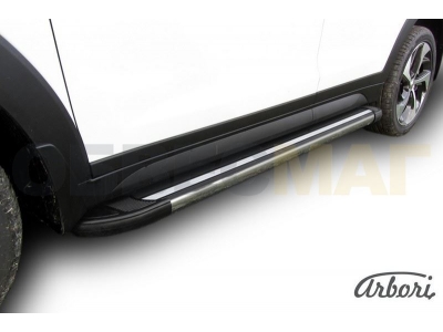 Пороги алюминиевые Arbori Luxe Black чёрные Hyundai Tucson № AFZDAALHT4WD1503