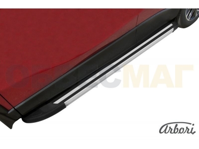 Пороги алюминиевые Arbori Luxe Black черные для Mazda CX-5 2011-2021