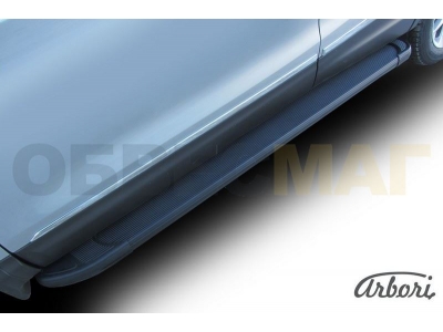 Пороги алюминиевые Arbori Optima Black чёрные для Nissan Qashqai (ВСЕ) 2014-2021