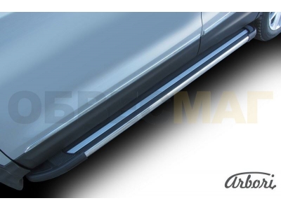 Пороги алюминиевые Arbori Luxe Black черные для Nissan Qashqai (ВСЕ) 2014-2021
