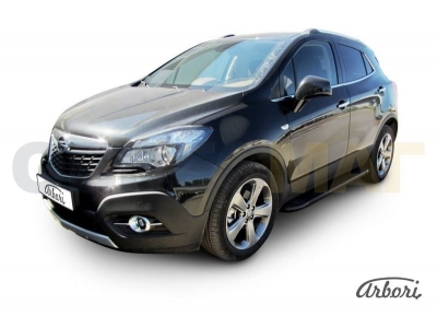 Пороги алюминиевые Arbori Optima Black чёрные Opel Mokka № AFZDAALOPMOK1301