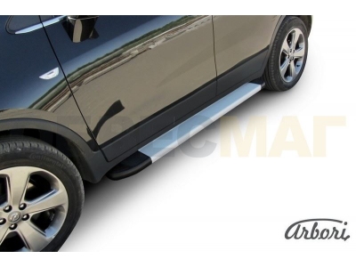 Пороги алюминиевые Arbori Optima Silver серебристые Opel Mokka № AFZDAALOPMOK1302