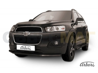 Защита переднего бампера чёрная сталь 57 мм Arbori для Chevrolet Captiva 2013-2016
