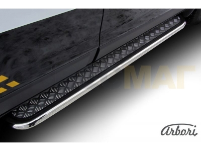 Пороги с площадкой алюминиевый лист 57 мм Arbori для Chevrolet Captiva 2013-2016