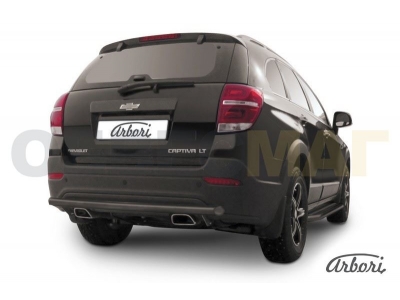 Защита заднего бампера чёрная сталь 57 мм Arbori для Chevrolet Captiva 2013-2016