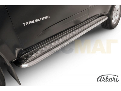Пороги с площадкой алюминиевый лист 57 мм Chevrolet TrailBlazer № AFZDACHTB1209
