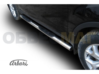 Пороги труба с накладками 76 мм Arbori для Ford Kuga 2008-2013