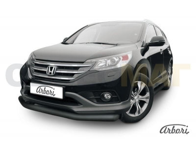 Защита переднего бампера чёрная сталь 76 мм Arbori для Honda CR-V 2012-2021