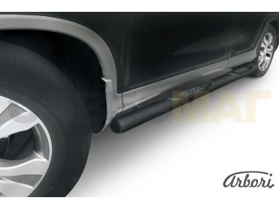 Пороги чёрная сталь труба с накладками 76 мм Arbori для Honda CR-V 2012-2021