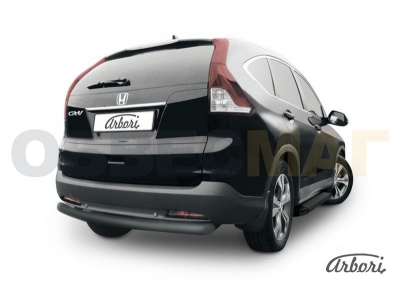 Защита заднего бампера чёрная сталь радиусная 76 мм Arbori для Honda CR-V 2012-2021