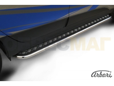 Пороги с площадкой алюминиевый лист 57 мм Hyundai ix35 № AFZDAHIX3507