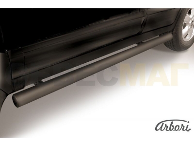 Защита штатных порогов чёрная сталь труба 76 мм Hyundai Santa Fe Classic № AFZDAHSFT11B