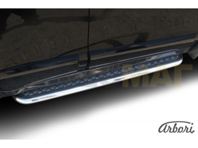 Пороги с площадкой алюминиевый лист 57 мм Hyundai Santa Fe Classic № AFZDAHSFT12