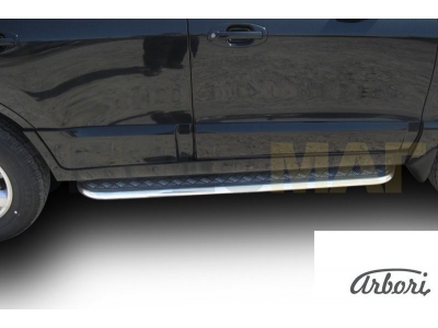 Пороги с площадкой алюминиевый лист 42 мм Hyundai Santa Fe Classic № AFZDAHSFT13