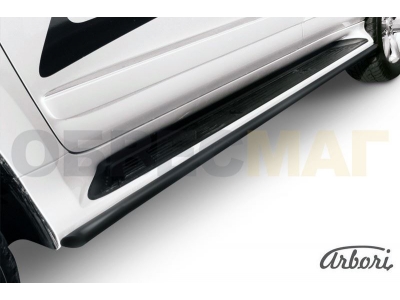 Защита штатных порогов чёрная сталь труба 42 мм Arbori для Lexus GX460 2014-2019