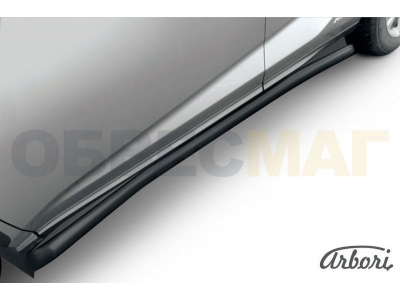 Защита штатных порогов чёрная сталь с загибами 57 мм Lexus NX-300h № AFZDALNX07B