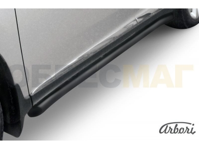 Защита штатных порогов чёрная сталь труба с загибами 57 мм Arbori для Lexus RX-270/350 2012-2015