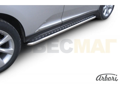 Пороги с площадкой алюминиевый лист 57 мм Lexus RX-350 № AFZDALRX3513