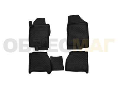 Коврики в салон полиуретан 4 штуки для авто с нишей задних сидений Element для Nissan Navara 2010-2015