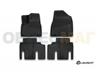 Коврики 3D в салон KIA Carnival, 01/2015->, VAN (для рынка Казахстана), 4 шт. (полиуретан)