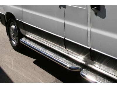 Пороги с площадкой алюминиевый лист 60 мм для пассажирской двери длинная база