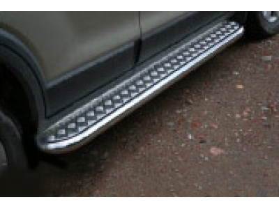 Пороги с площадкой алюминиевый лист 60 мм Союз96 для Chevrolet Captiva 2006-2016