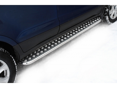 Пороги с площадкой алюминиевый лист 42 мм Союз96 для Ford EcoSport 2014-2021