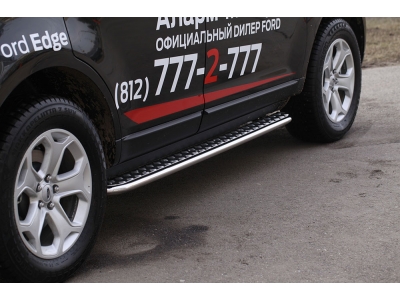Пороги с площадкой алюминиевый лист 42 мм Союз96 для Ford Edge 2013-2015