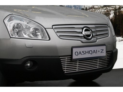 Накладка решётки радиатора 10 мм черные заглушки Союз96 для Nissan Qashqai+2 2007-2010