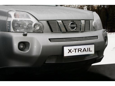 Накладка решётки радиатора средняя 10 мм черные заглушки Союз96 для Nissan X-Trail 2007-2011