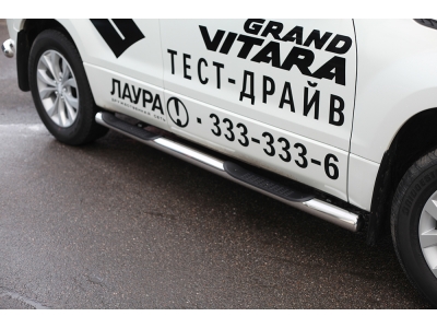 Пороги труба с накладками 76 мм 5 дверей Союз96 для Suzuki Grand Vitara 2008-2015