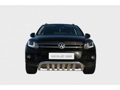 Защита переднего бампера с декором 60 мм Союз96 для Volkswagen Tiguan 2011-2016