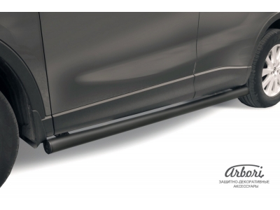 Защита штатных порогов чёрная сталь труба 76 мм Arbori для Mazda CX-5 2011-2021