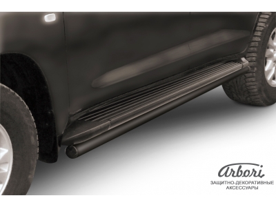 Защита штатных порогов чёрная сталь труба 57 мм Toyota Land Cruiser 200 № AFZDATLC219B