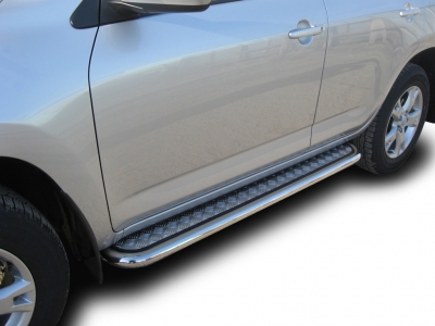 Пороги с площадкой алюминиевый лист 57 мм Arbori для Toyota RAV4 2009-2010
