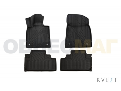Коврики KVEST 3D в салон полистар, черные с серым для Lexus RX-200t № KVESTLEX00001K1