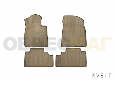 Коврики KVEST 3D в салон полистар, бежево-чёрные, 4 шт для Lexus RX-200t № KVESTLEX00001Kb