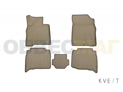 Коврики KVEST 3D в салон полистар, бежево-чёрные, 5 шт для Lexus LX-570/450d № KVESTLEX00002Kb